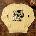 Not Today Duck Sweatshirt in Butter, a grumpy little duck