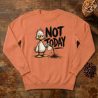 Not Today Duck Sweatshirt in Terracotta, a grumpy little duck