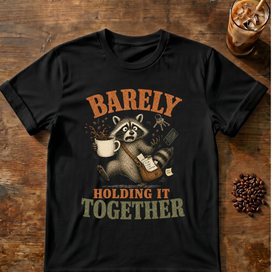 Barely Holding It Together Raccoon Coffee T-Shirt