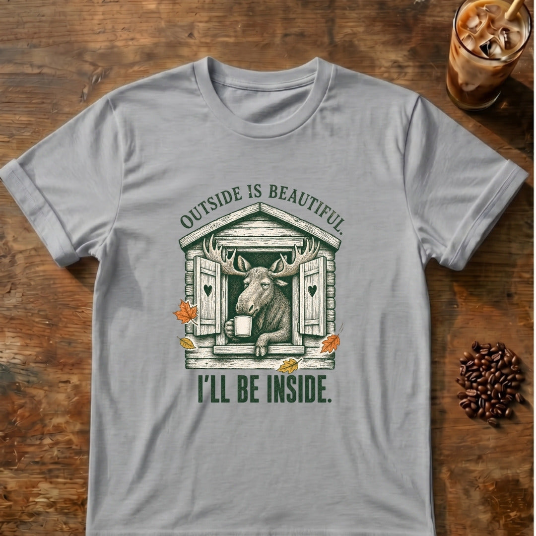 Moose graphic for Outside Is Beautiful Moose on Sport-Grey T-shirt