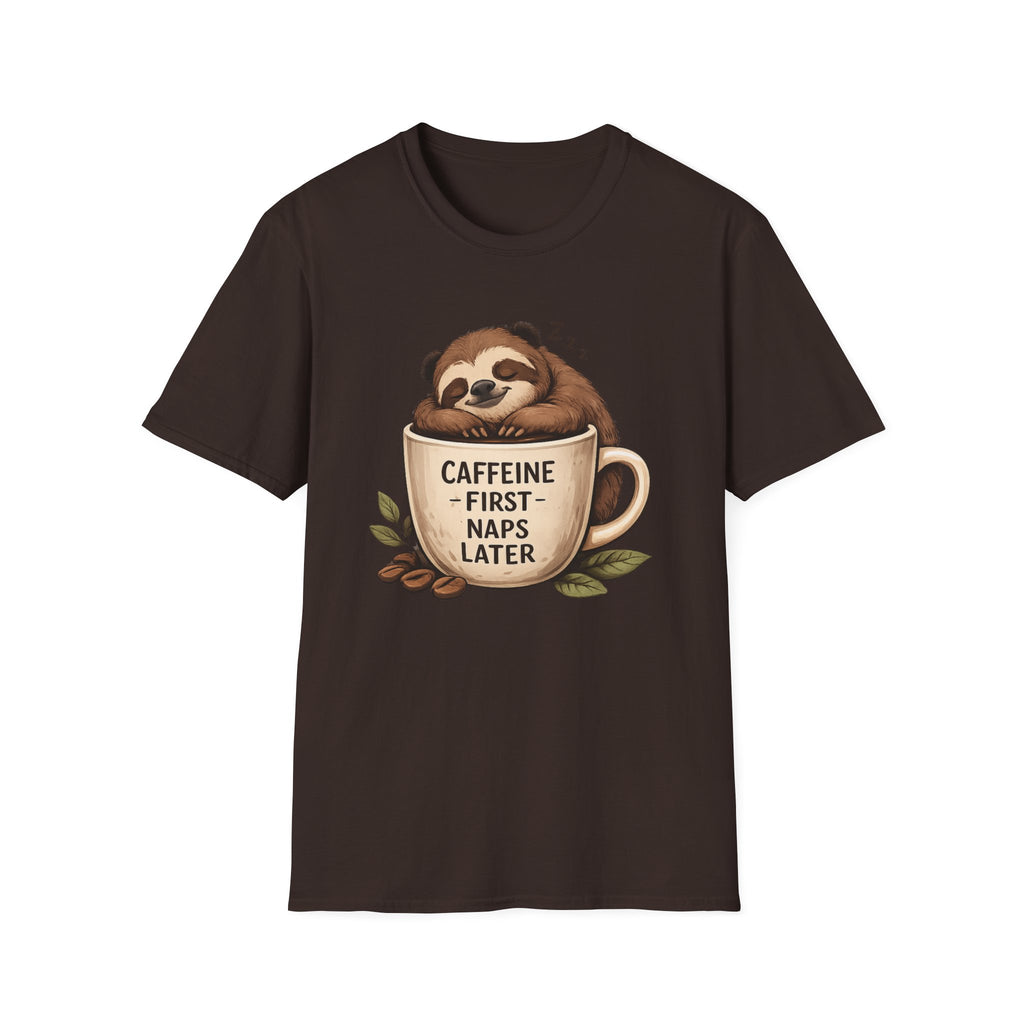 Sloth "Caffeine First, Naps Later" T-Shirt