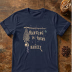 Bat graphic for Hanging in There Bat on Navy T-shirt
