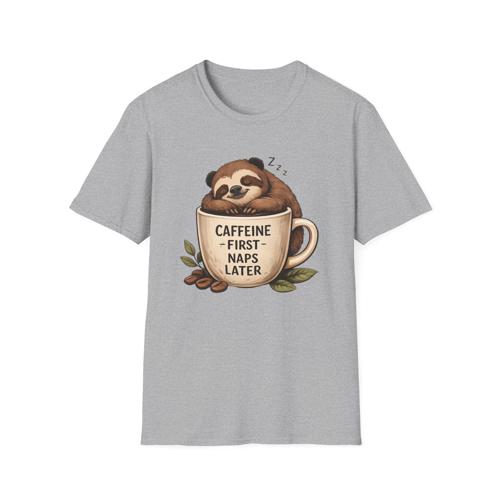 Sloth "Caffeine First, Naps Later" T-Shirt