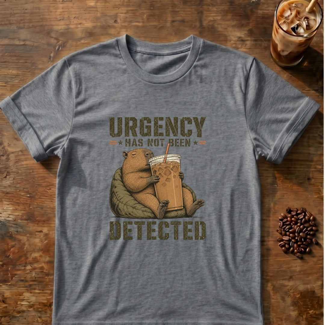 Capybara graphic for Urgency Not Detected Capybara on Graphite-Heather T-shirt