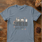 Opossum graphic for Playing Dead Until Coffee Opossum on Stone-Blue T-shirt
