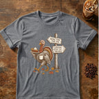 Turkey graphic for Here for the Pie Turkey on Graphite-Heather T-shirt