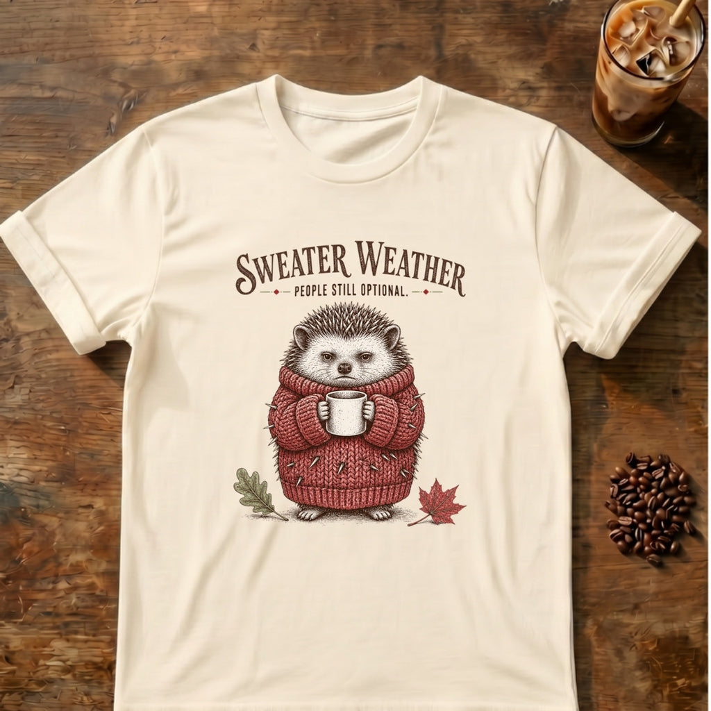 Hedgehog graphic for Sweater Weather Hedgehog on Natural T-shirt