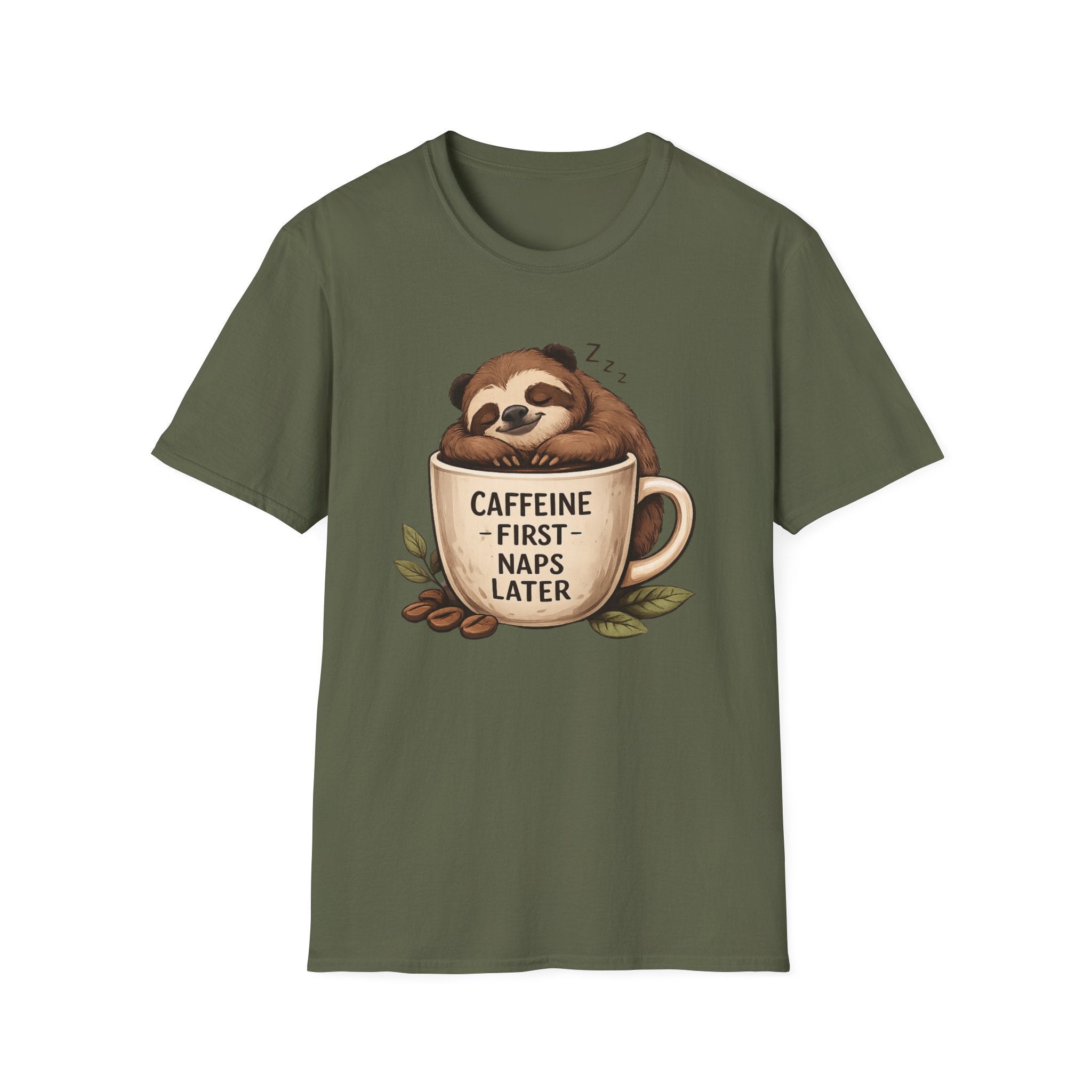Sloth "Caffeine First, Naps Later" T-Shirt