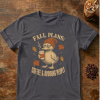 Duck graphic for Fall Plans Duck on Charcoal T-shirt