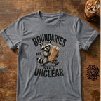 Raccoon graphic for Boundaries Are Still Unclear Raccoon on Graphite-Heather T-shirt