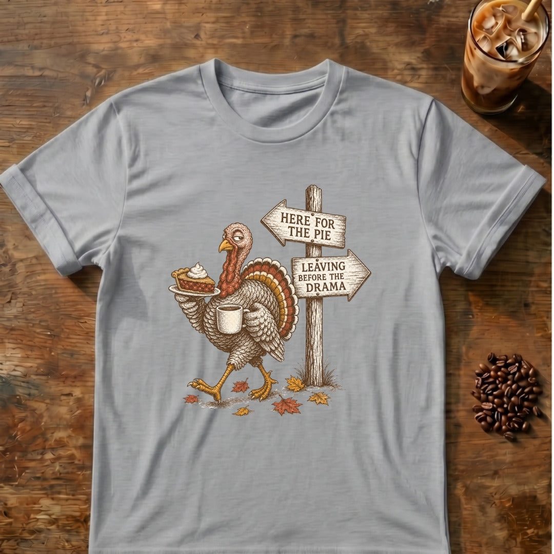 Turkey graphic for Here for the Pie Turkey on Sport-Grey T-shirt