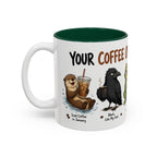 Coffee Order Personalities Animal Mug, another view. Wraparound mug of cute cartoon animals, each matched to a different coffee order