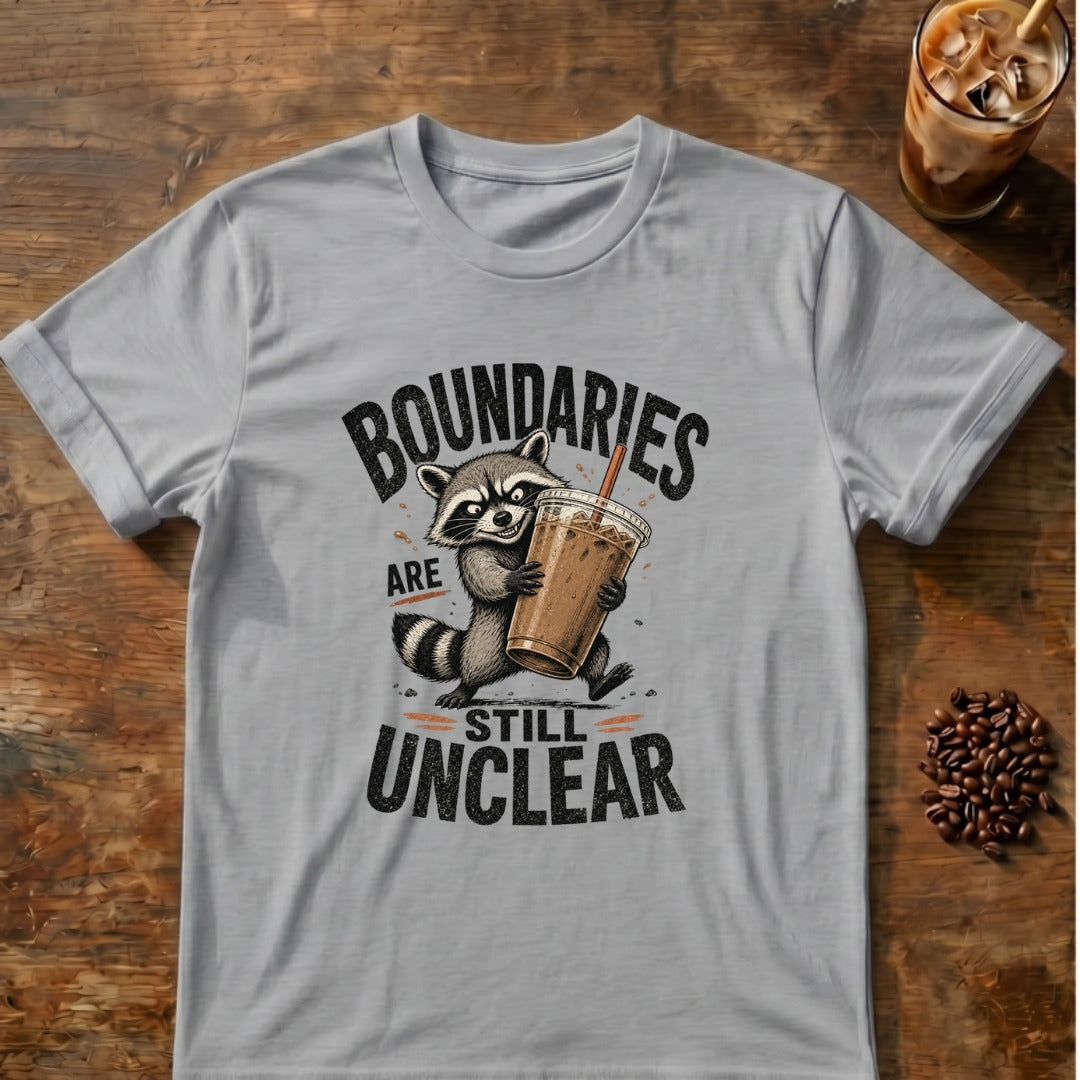 Raccoon graphic for Boundaries Are Still Unclear Raccoon on Sport-Grey T-shirt