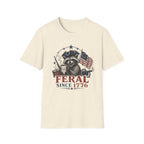 Feral Since 1776 T-Shirt — Patriotic Raccoon Flag Tee