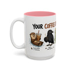 Coffee Order Personalities Animal Mug, another view. Wraparound mug of cute cartoon animals, each matched to a different coffee order