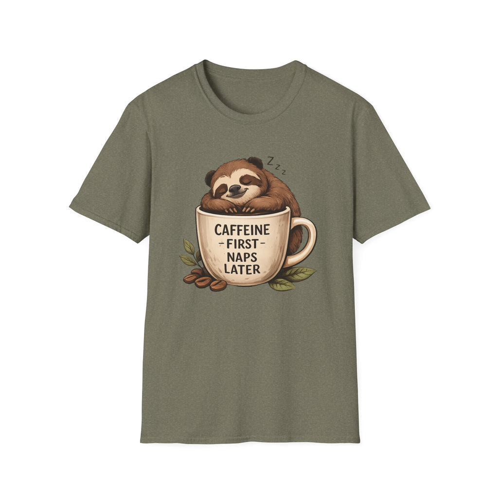 Sloth "Caffeine First, Naps Later" T-Shirt