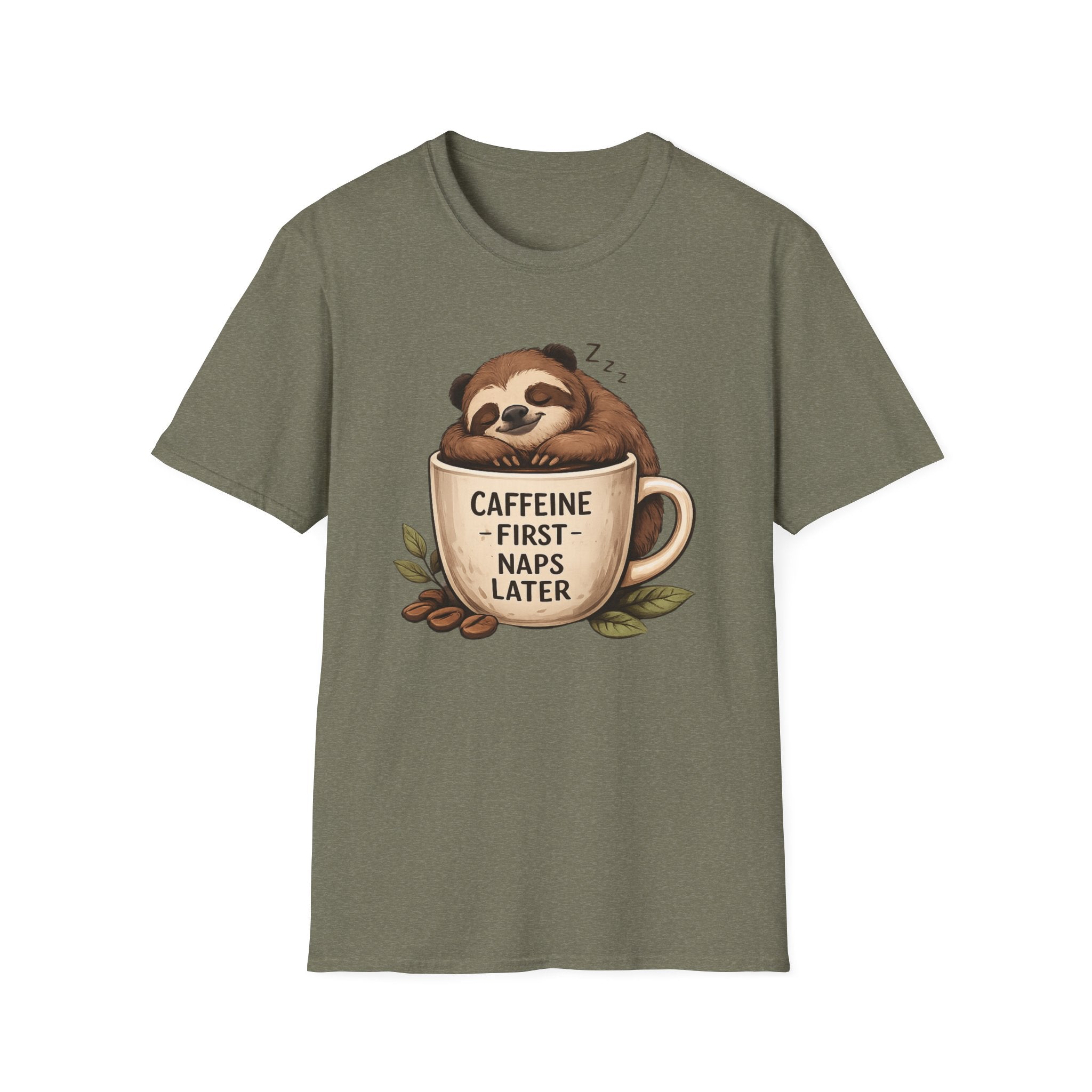 Sloth "Caffeine First, Naps Later" T-Shirt