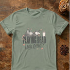 Opossum graphic for Playing Dead Until Coffee Opossum on Sage T-shirt