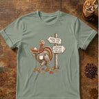 Turkey graphic for Here for the Pie Turkey on Sage T-shirt