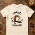 Owl Monkey graphic for Daylight Remains Inconvenient Owl Monkey on Natural T-shirt
