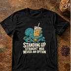 Octopus graphic for Standing Up Straight Octopus on black T-shirt