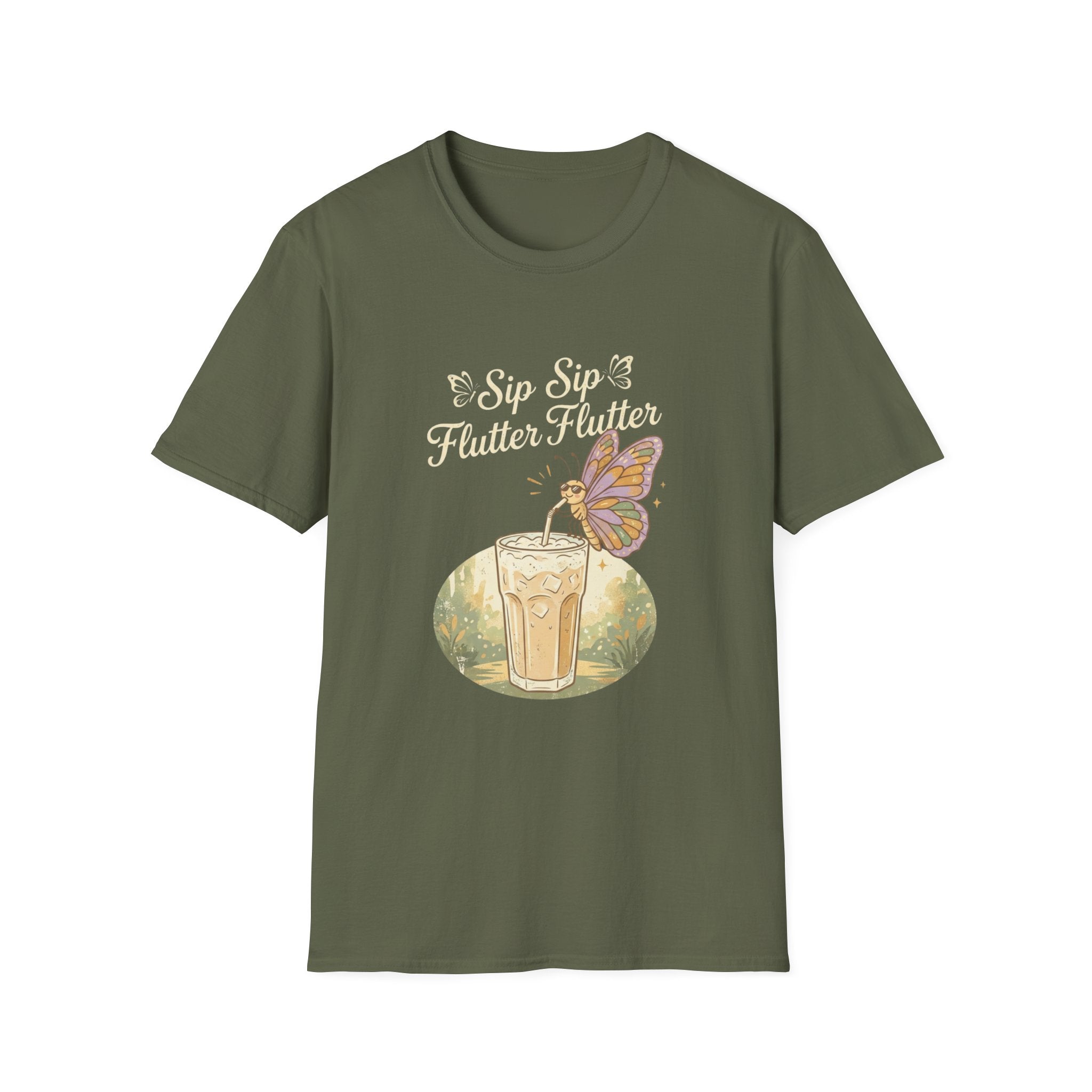 Sip Sip Butterfly Iced Coffee T-Shirt