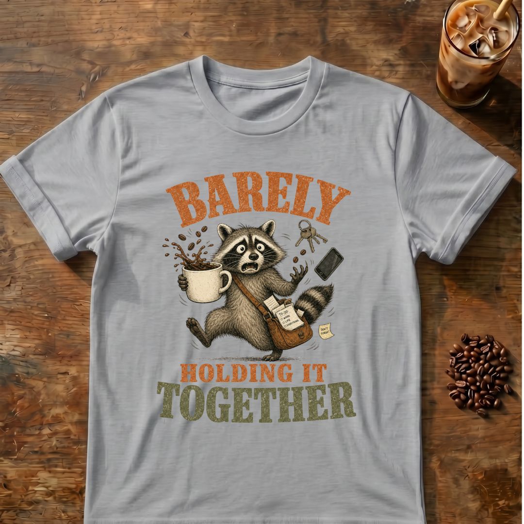 Barely Holding It Together Raccoon Coffee T-Shirt