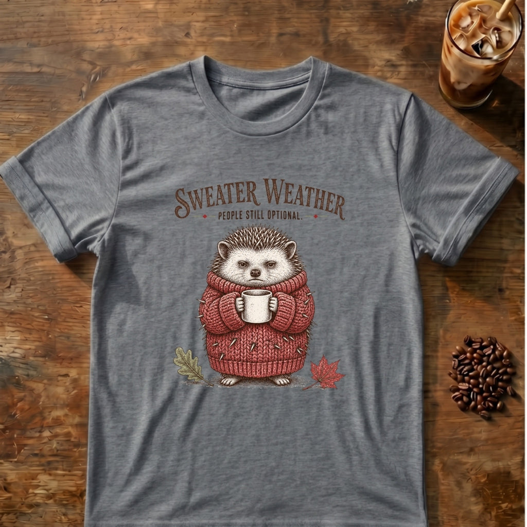 Hedgehog graphic for Sweater Weather Hedgehog on Graphite-Heather T-shirt