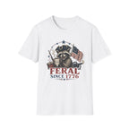 Feral Since 1776 T-Shirt — Patriotic Raccoon Flag Tee