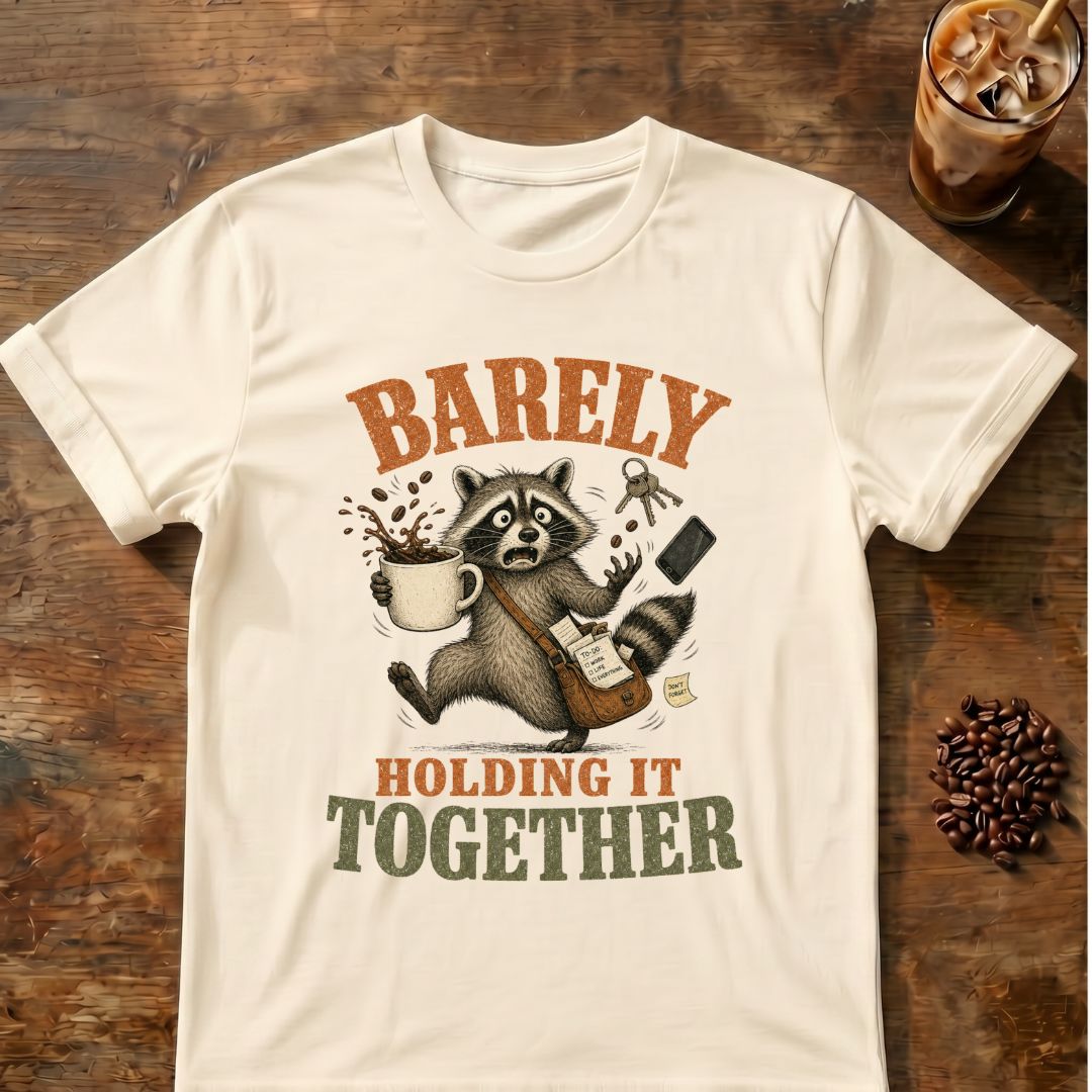 Barely Holding It Together Raccoon Coffee T-Shirt