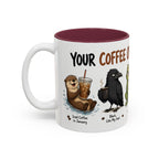 Coffee Order Personalities Animal Mug, another view. Wraparound mug of cute cartoon animals, each matched to a different coffee order