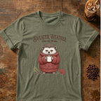 Hedgehog graphic for Sweater Weather Hedgehog on Heather-Military-Green T-shirt