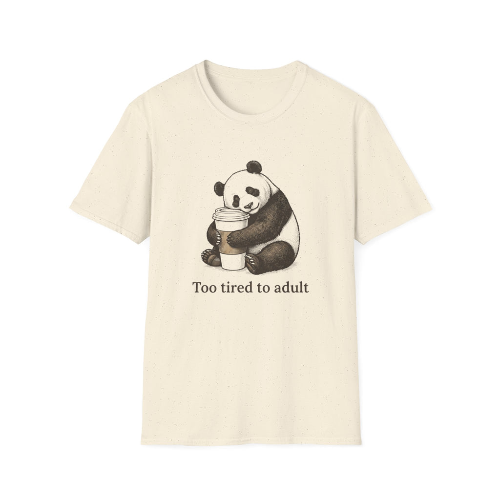 Too Tired to Adult Panda T-Shirt