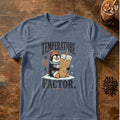 Penguin graphic for Temperature Is Not a Factor Penguin on Heather-Indigo T-shirt