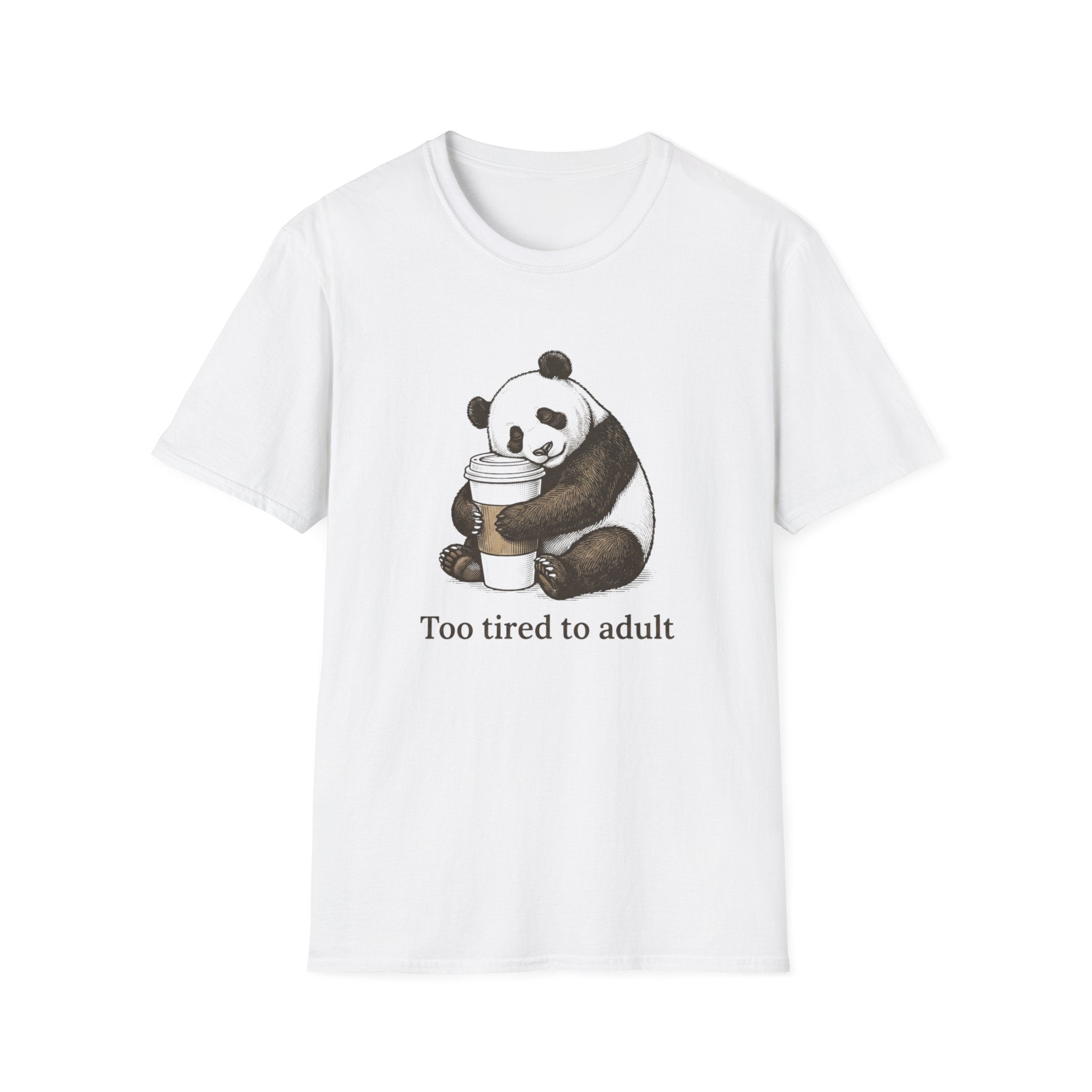 Too Tired to Adult Panda T-Shirt