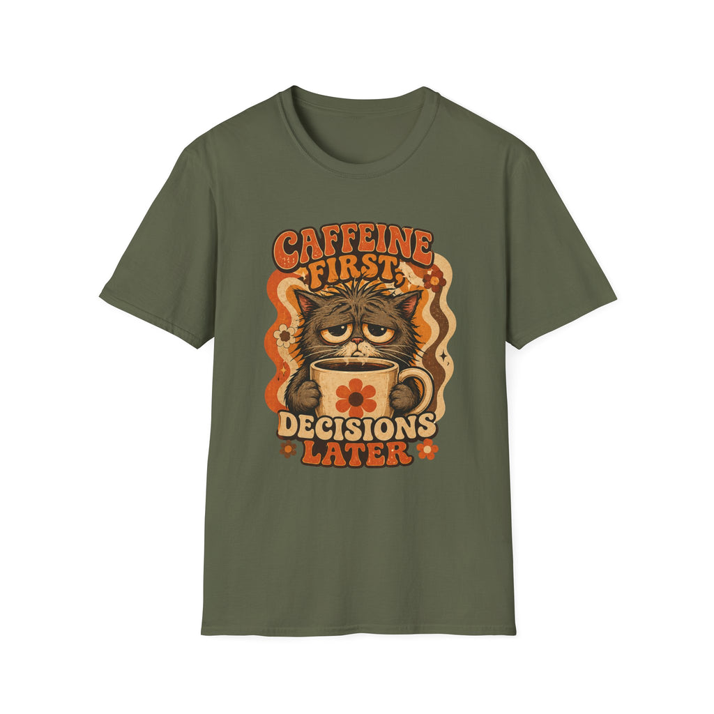 Caffeine First Cat T-Shirt