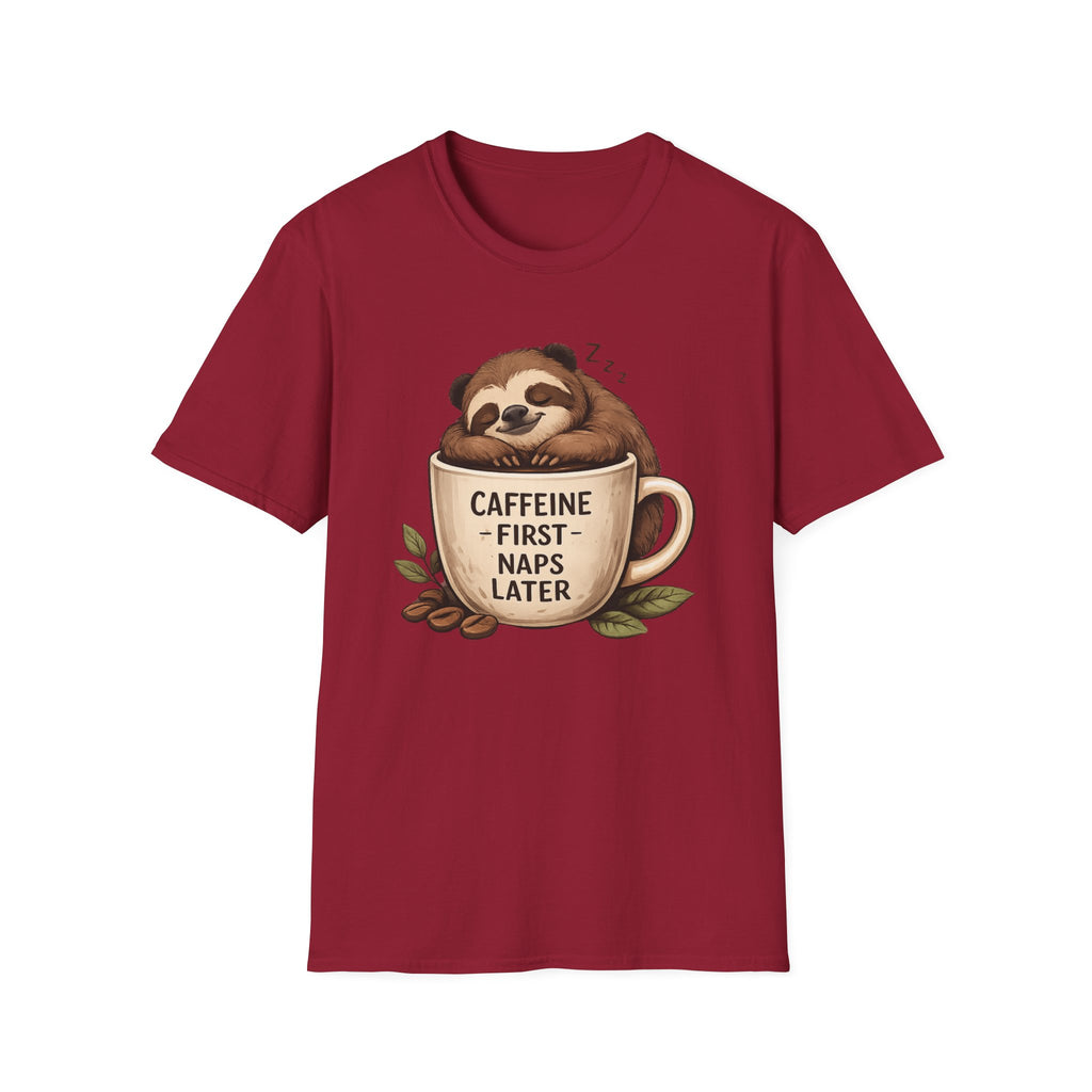 Sloth "Caffeine First, Naps Later" T-Shirt