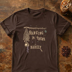 Bat graphic for Hanging in There Bat on Dark-Chocolate T-shirt