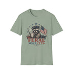 Feral Since 1776 T-Shirt — Patriotic Raccoon Flag Tee