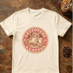 Raccoon graphic for Leftovers & Lattes Raccoon on Natural T-shirt