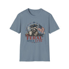 Feral Since 1776 T-Shirt — Patriotic Raccoon Flag Tee