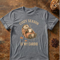 Otter graphic for Cozy Season Is My Cardio Otter on Graphite-Heather T-shirt