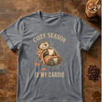 Otter graphic for Cozy Season Is My Cardio Otter on Graphite-Heather T-shirt