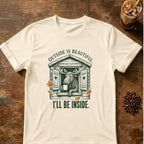 Moose graphic for Outside Is Beautiful Moose on Natural T-shirt