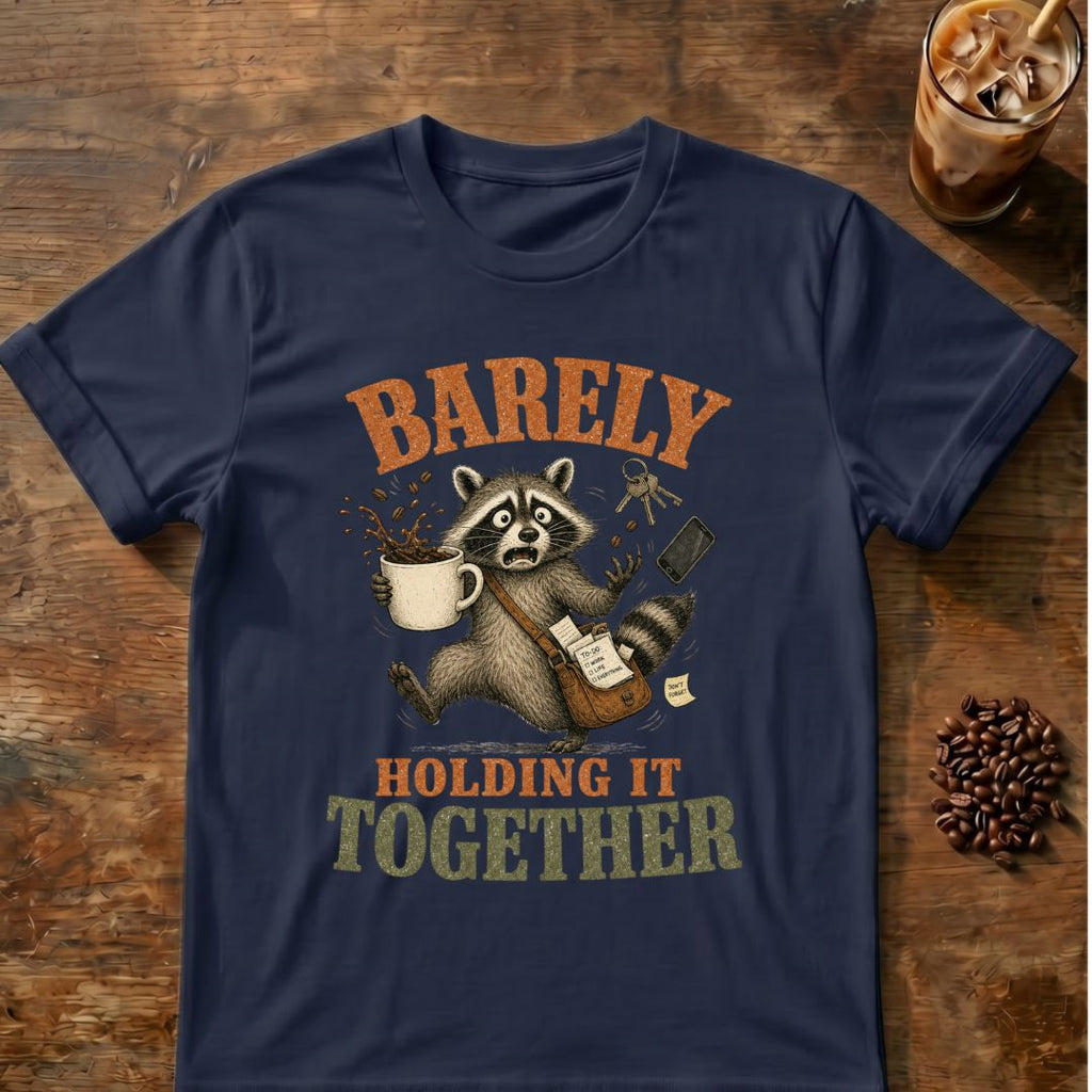 Barely Holding It Together Raccoon Coffee T-Shirt