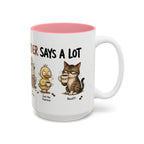 Coffee Order Personalities Animal Mug, another view. Wraparound mug of cute cartoon animals, each matched to a different coffee order