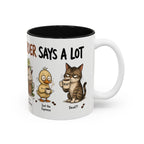 Coffee Order Personalities Animal Mug, another view. Wraparound mug of cute cartoon animals, each matched to a different coffee order