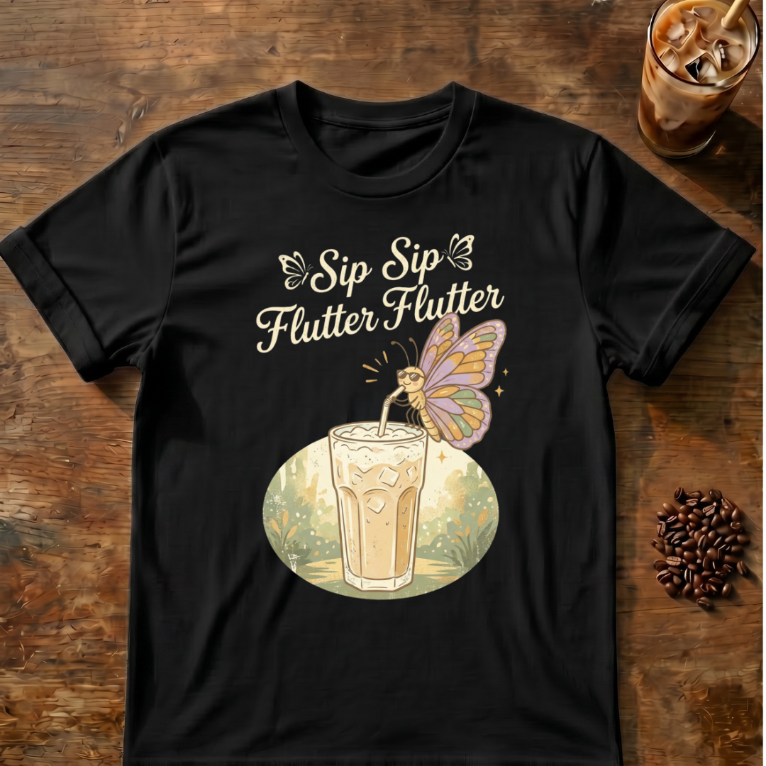 Sip Sip Butterfly Iced Coffee T-Shirt