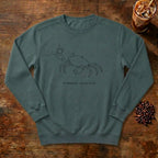 Crab Line Art Sweatshirt in Blue Spruce, a minimal line-art crab