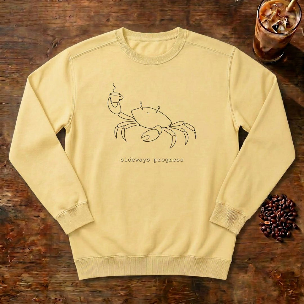 Crab Line Art Sweatshirt in Butter, a minimal line-art crab